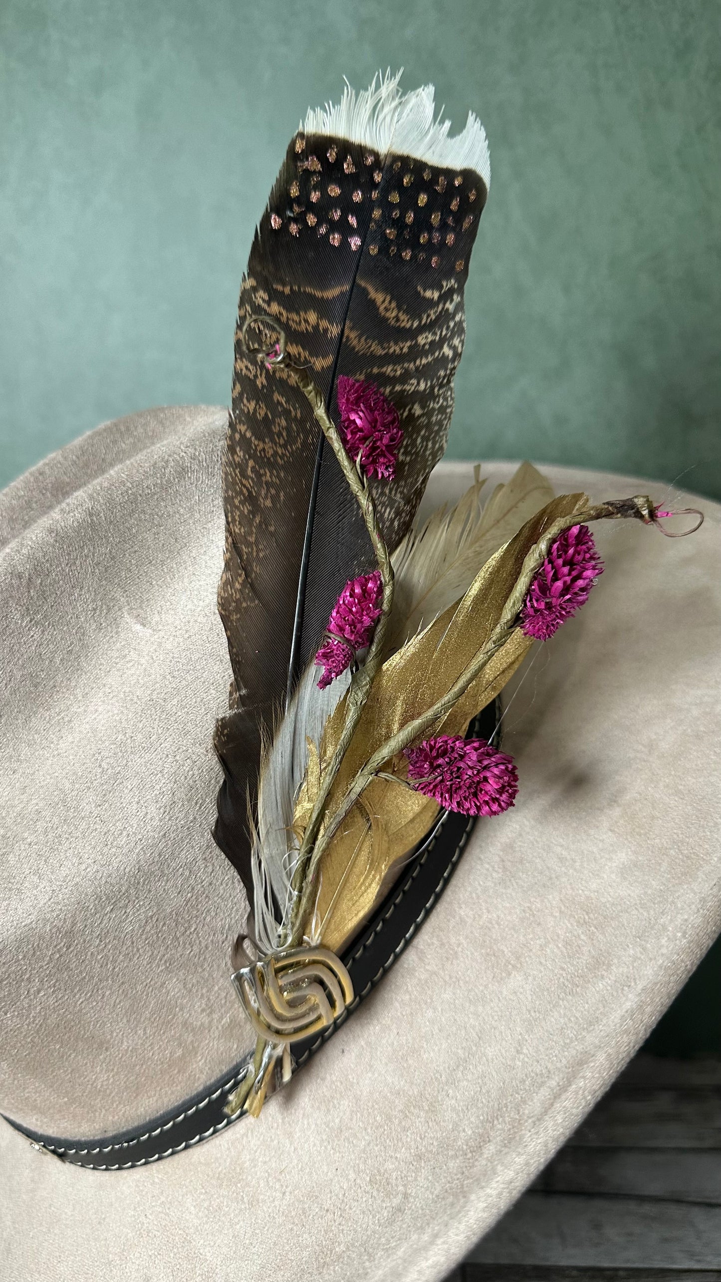 Handcrafted Hat Feather Pin (T)