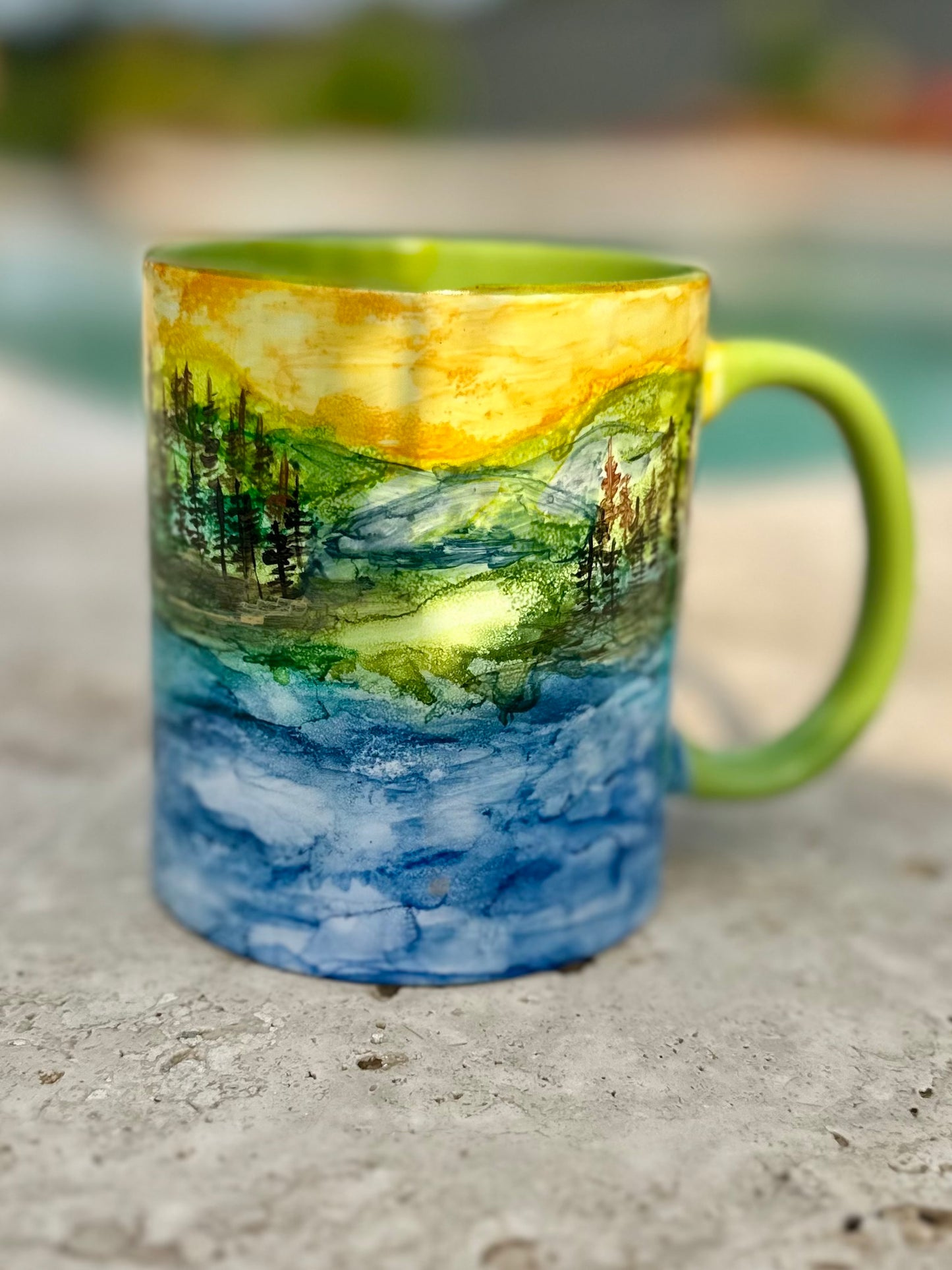 Hand painted Lake & Forrest Mug