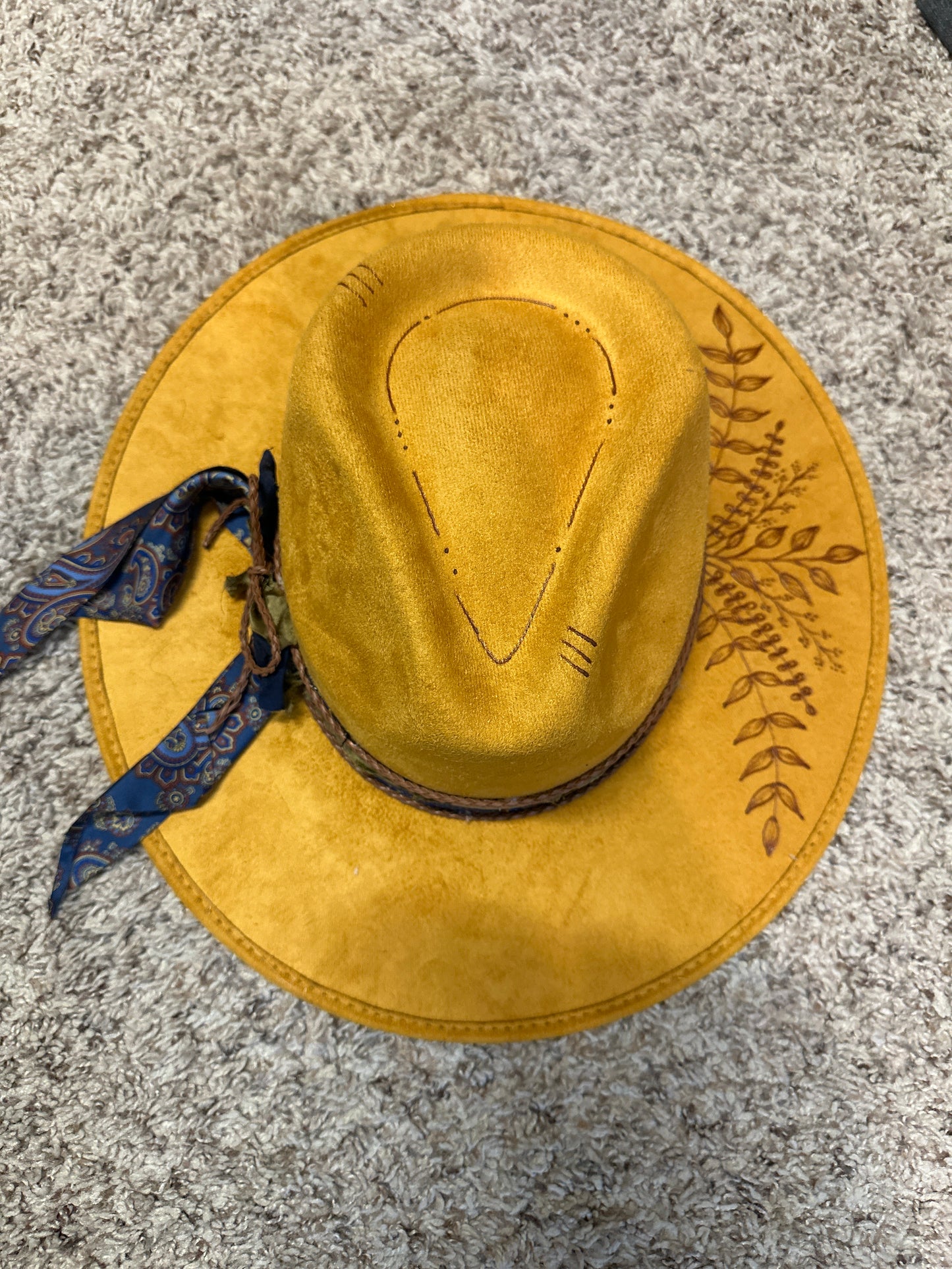 Yellow Hand Burned Hat