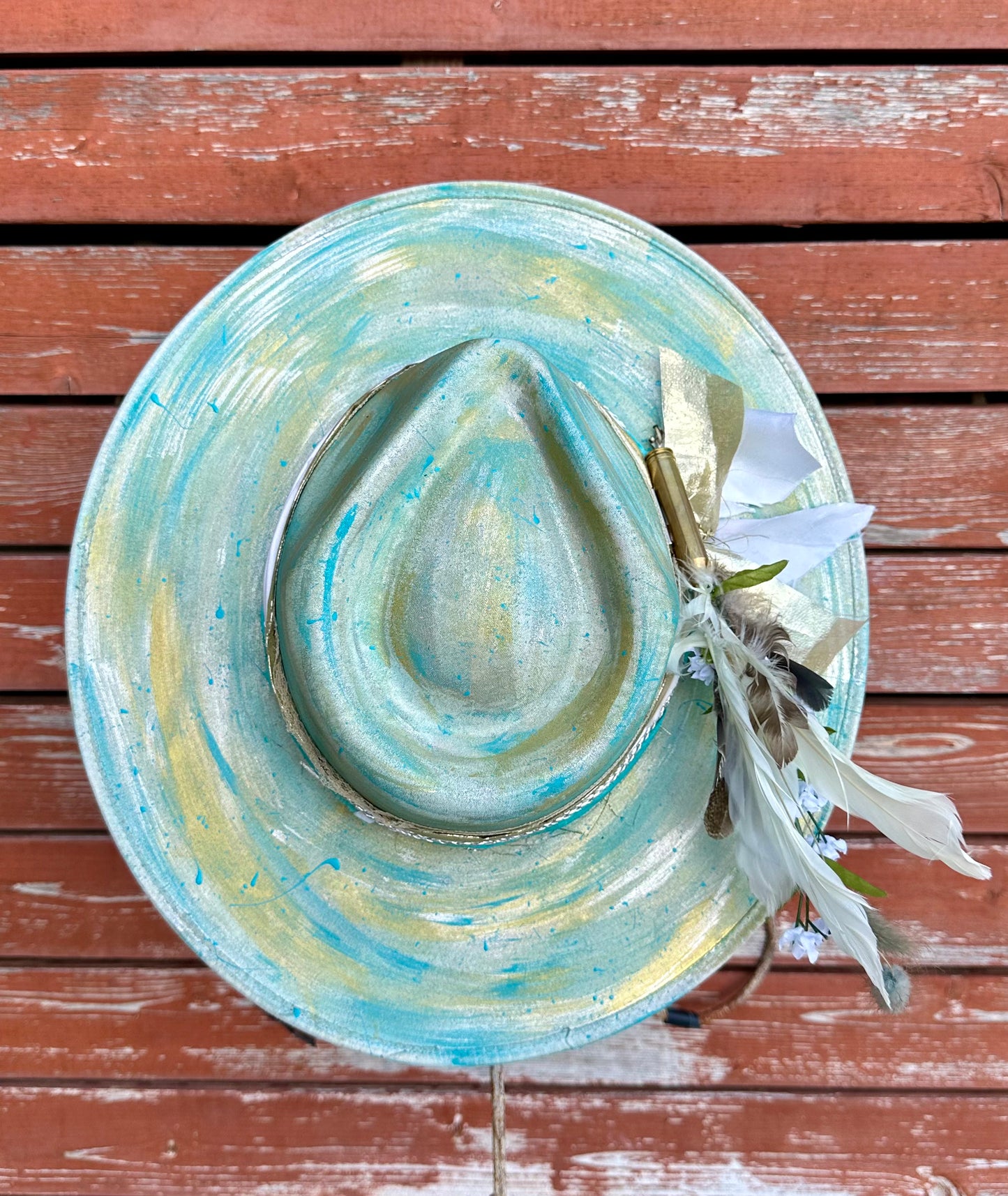 Hand painted wide brim hat