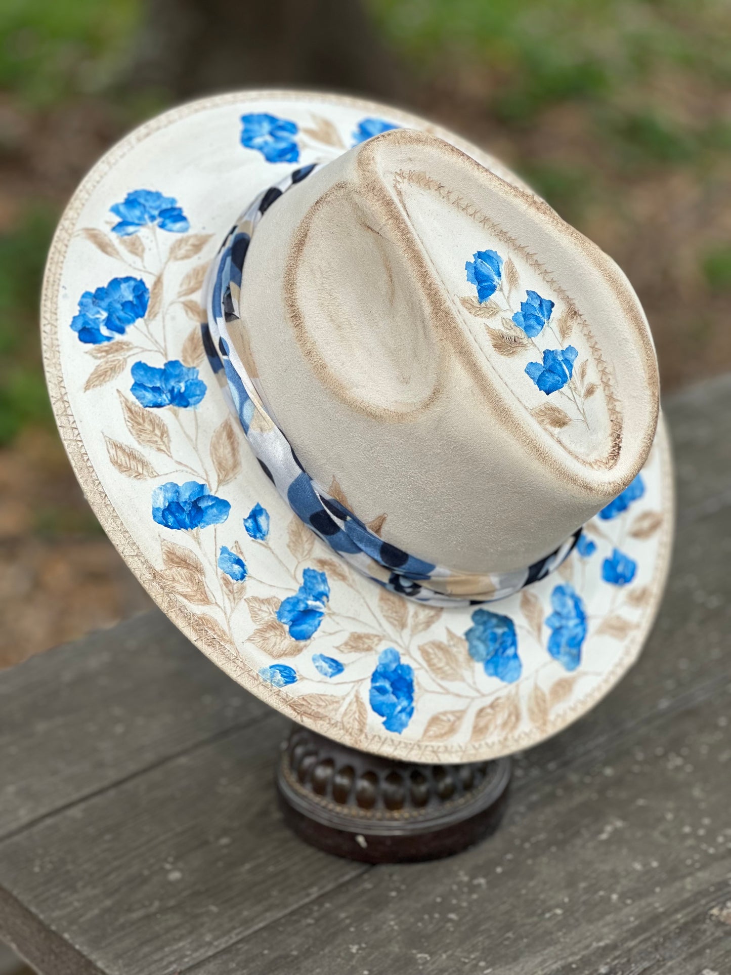 Porcelain Hand Painted print on Fedora Hat