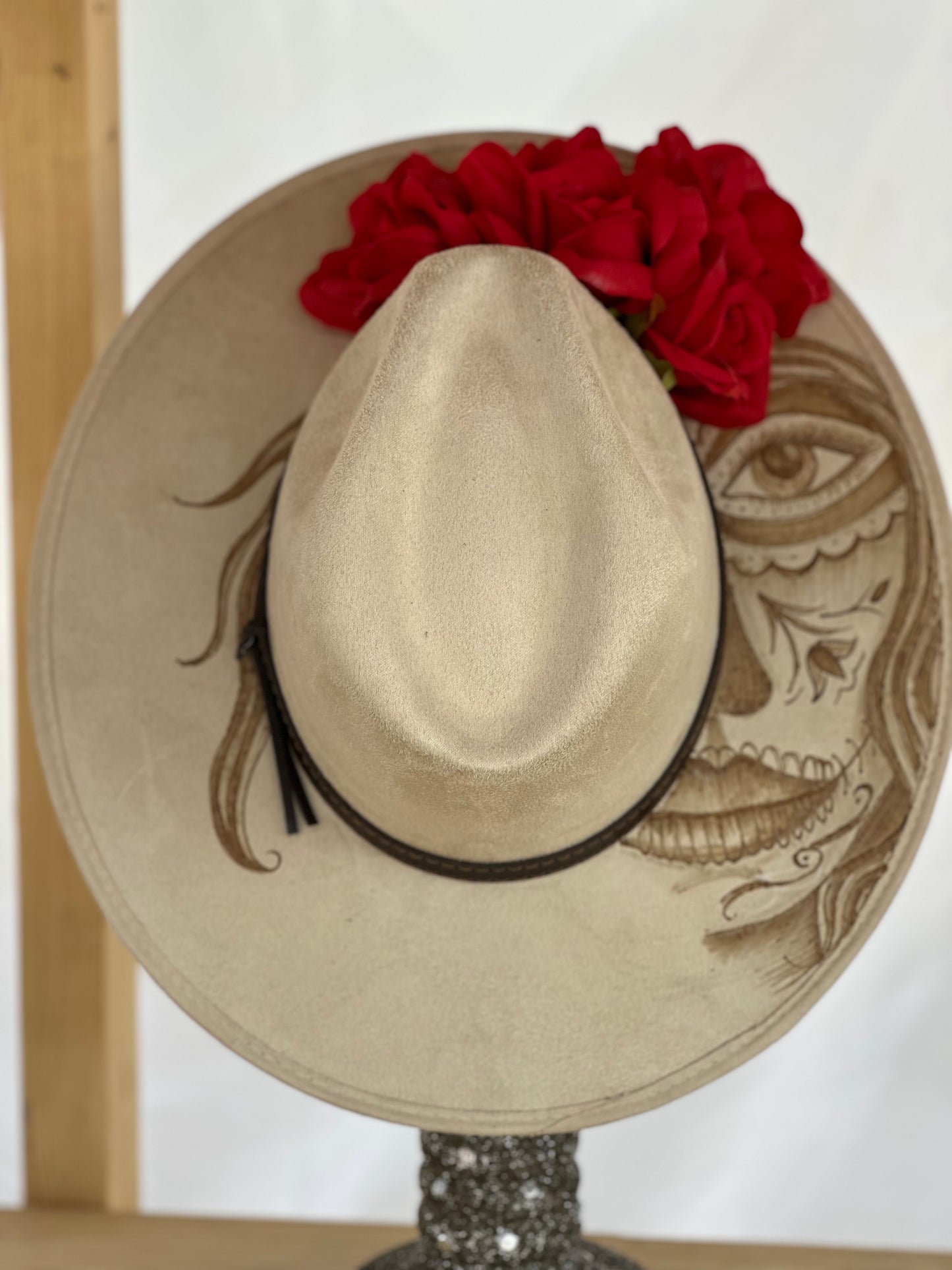 Hand burned Catrina Hat