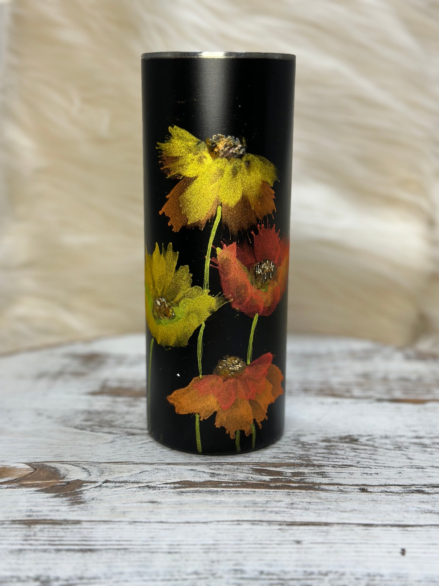 Hand painted  (Color-Shift) Flowers Duo 25oz