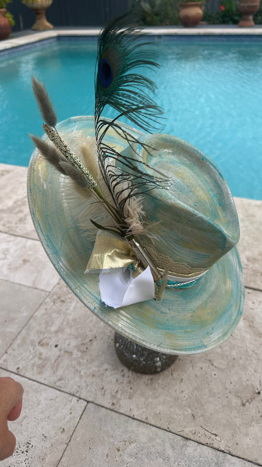 Hand painted wide brim hat