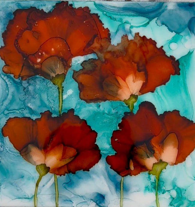6x6 Aircan Art Flowers Coaster Tile