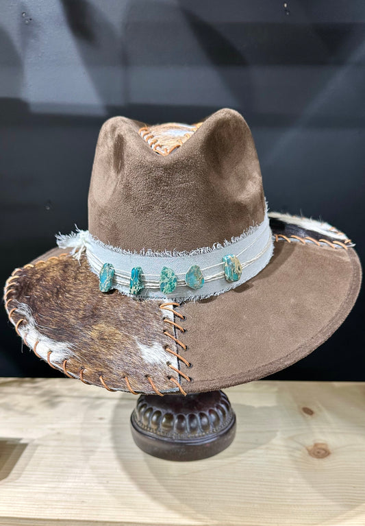Genuine Cows Hide Threaded Fedora Hat