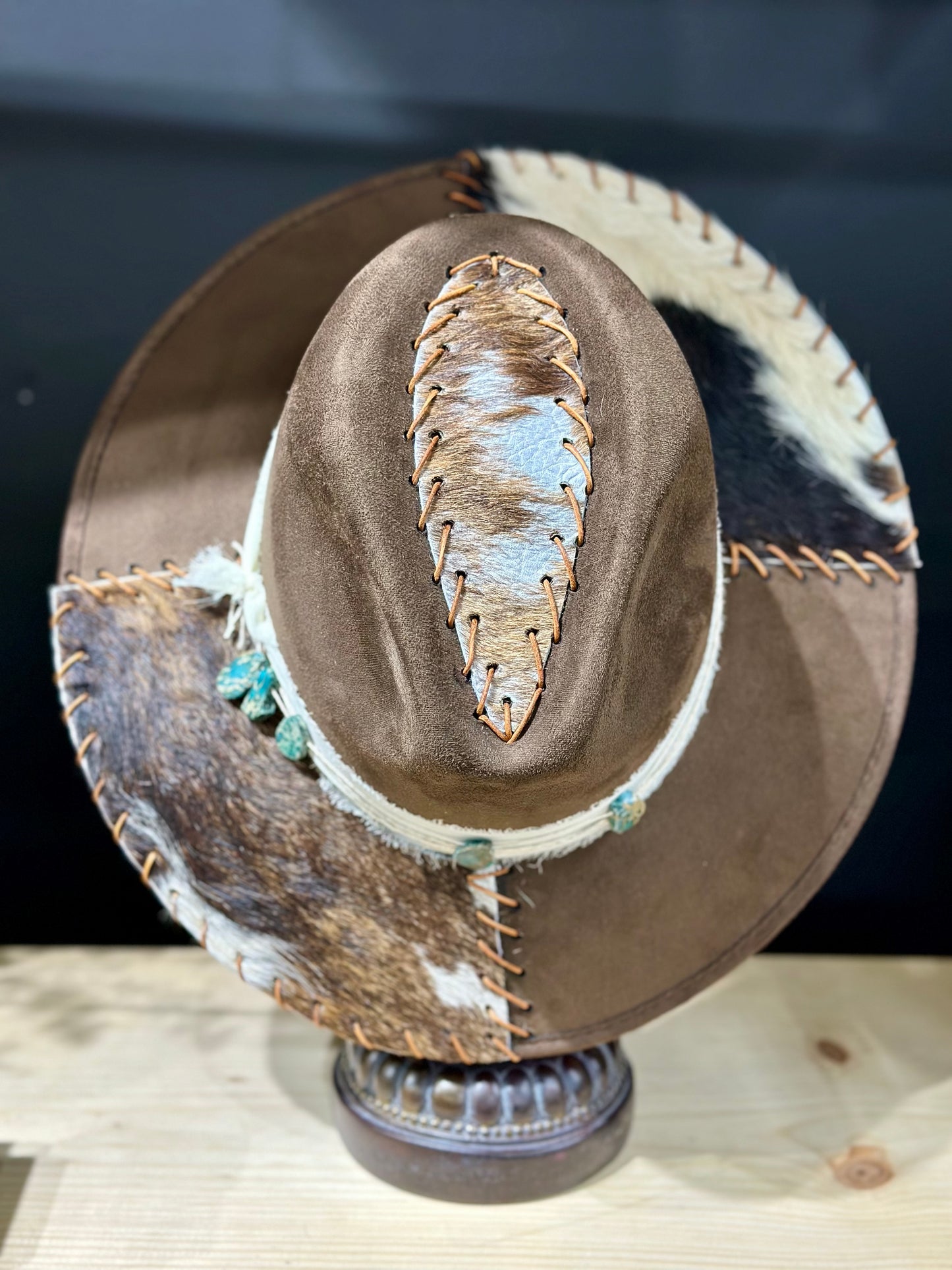 Genuine Cows Hide Threaded Fedora Hat