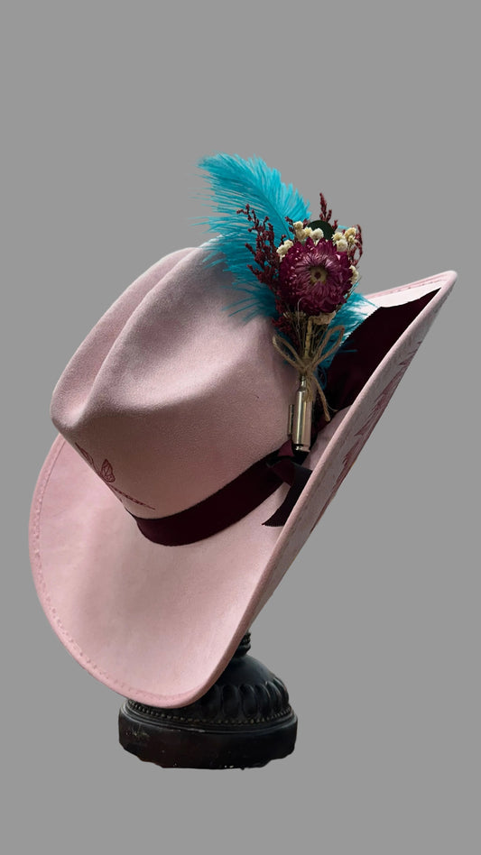Blush Faux Suede Cowboy Hat