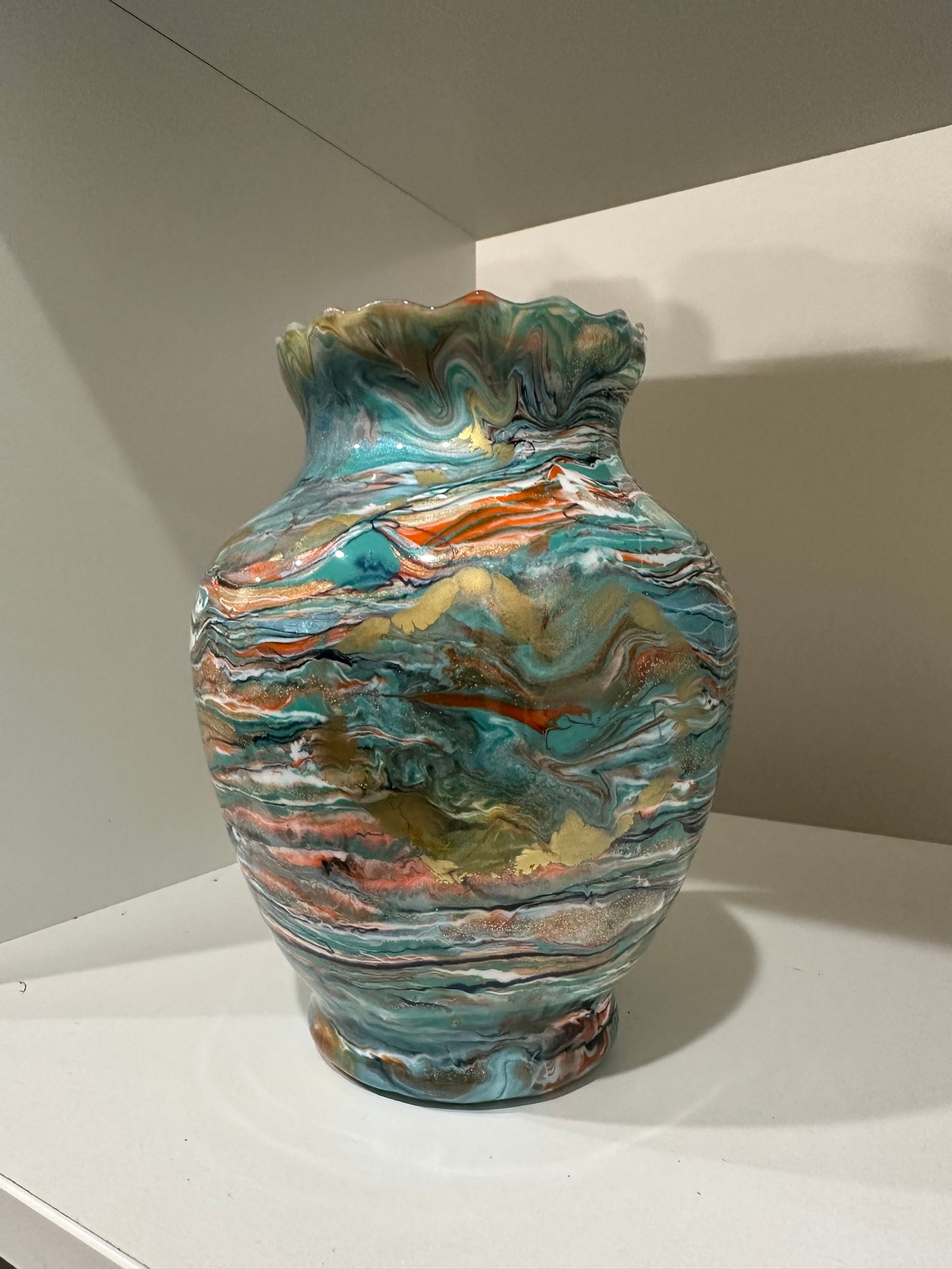 Resin Glass Teal Vase (7.5 inch)