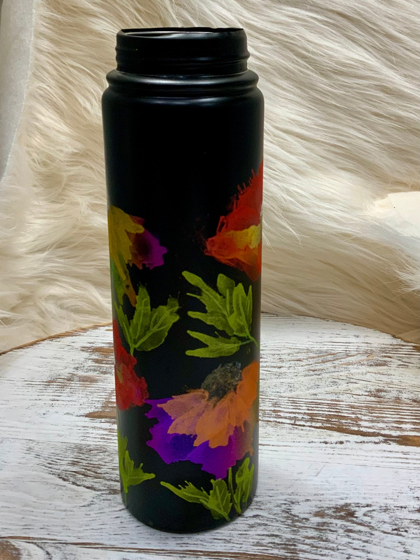 Hand painted  (Color-Shift) Flowers Duo 25oz