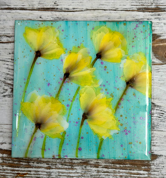 6x6 Coaster (Yellow flowers)