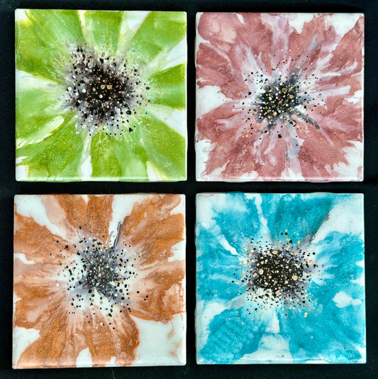 Flower Resin Art Coasters (Set of 4)