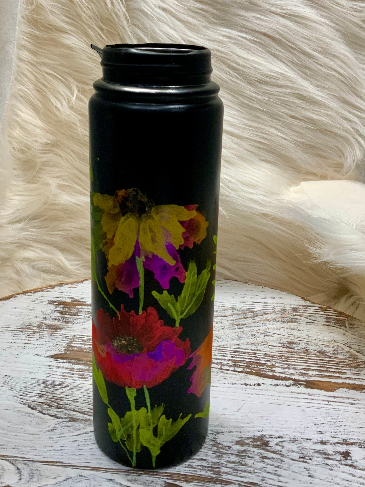 Hand painted  (Color-Shift) Flowers Duo 25oz