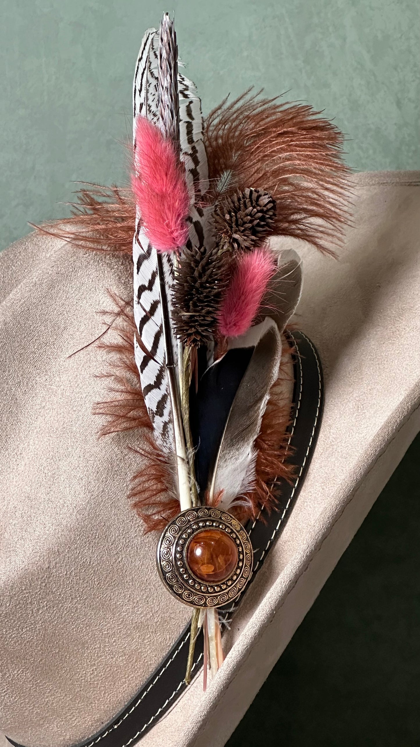 Handcrafted Hat Feather Pin (A)