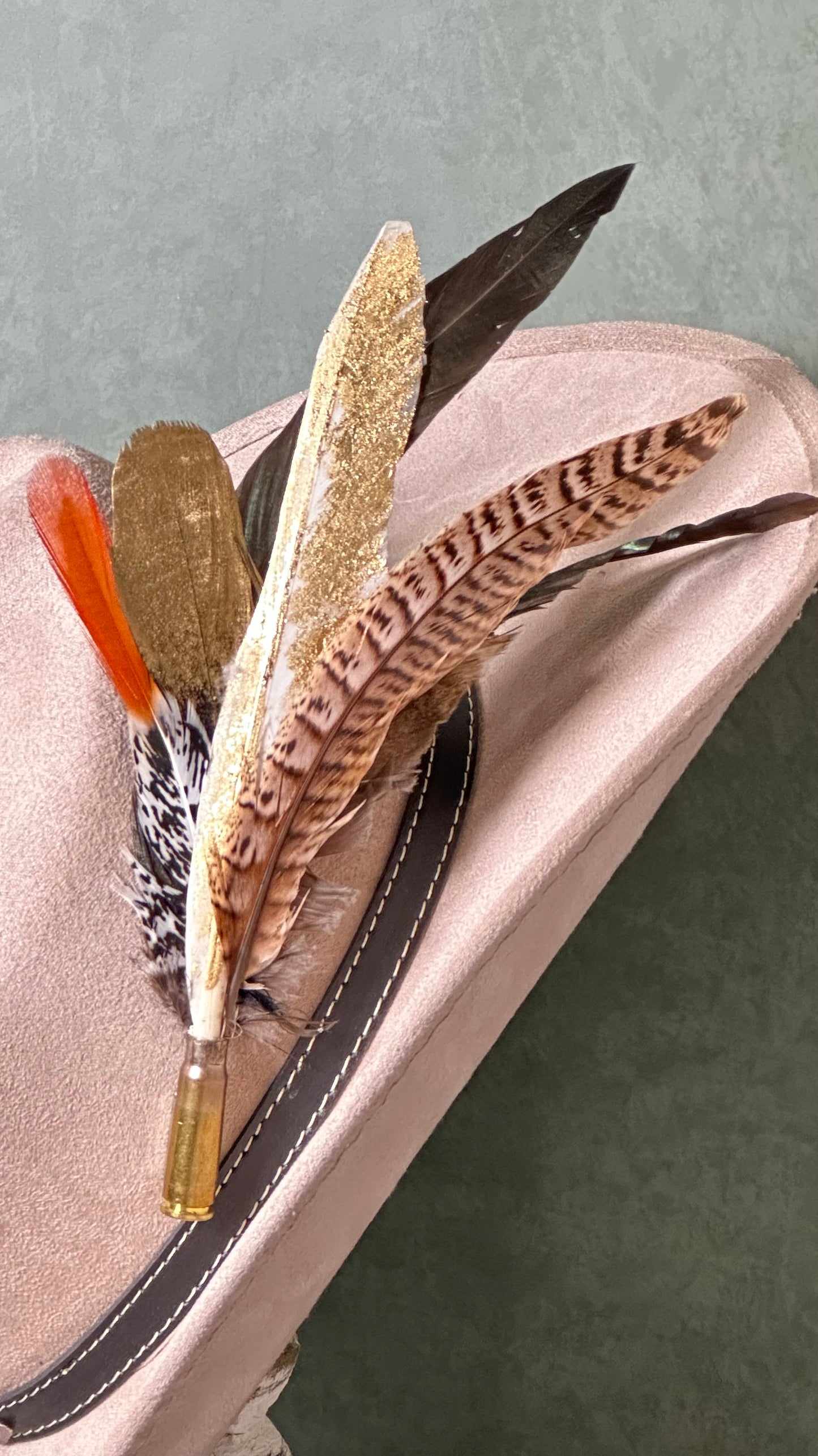 Bullet Casing Feather Pin (L)