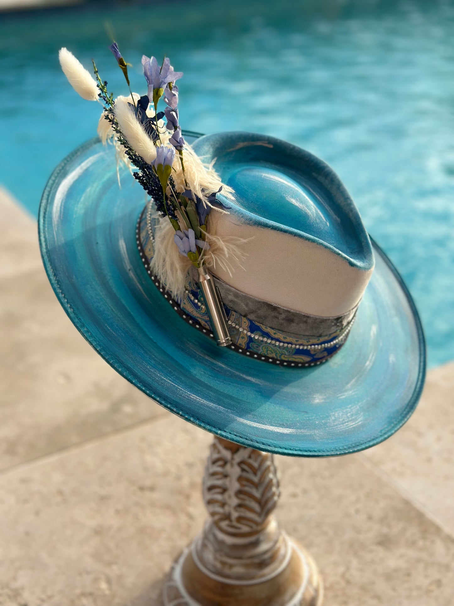 Hand painted Blue hat