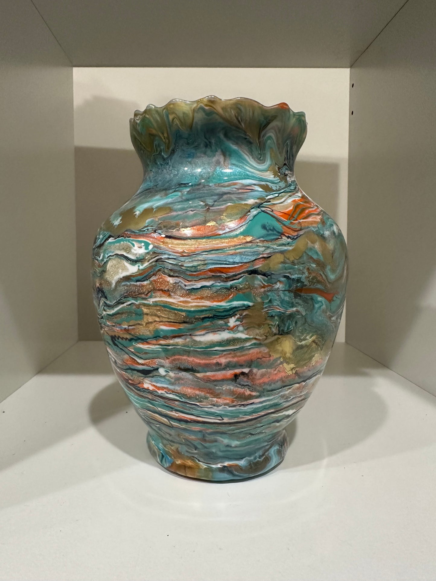 Resin Glass Teal Vase (7.5 inch)