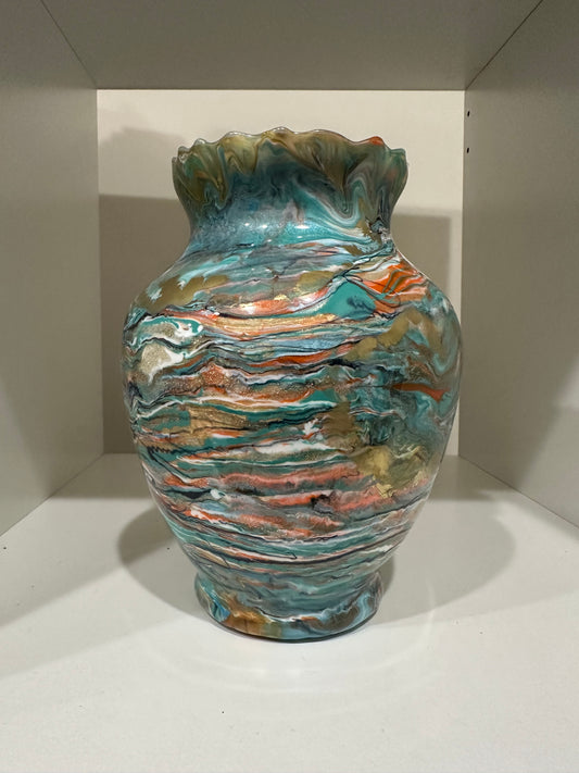 Resin Glass Teal Vase (7.5 inch)