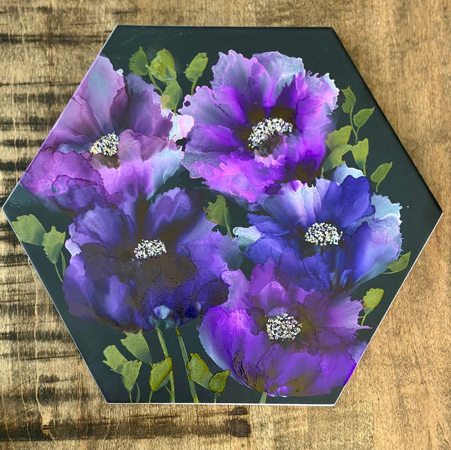 Purple Delight Flowers on Tile (Art)