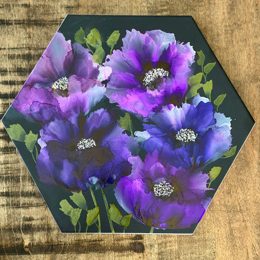 Purple Delight Flowers on Tile (Art)