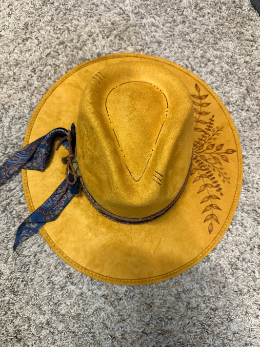 Yellow Hand Burned Hat