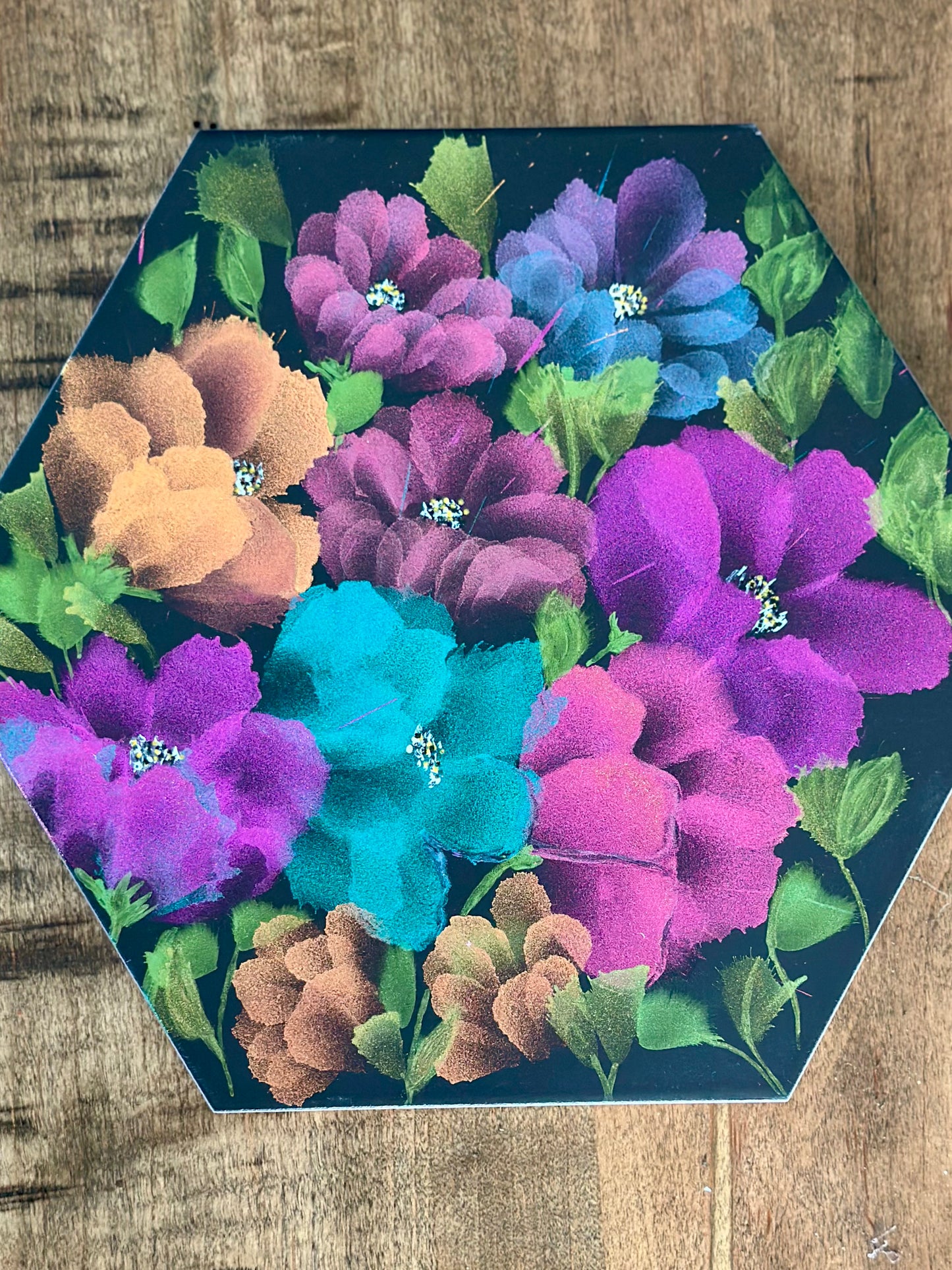 Color-shift Alcohol ink Florals on tile