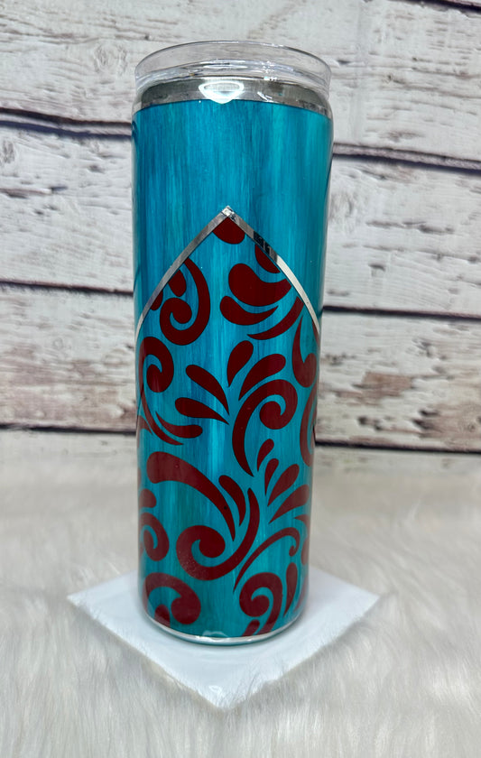 Turquoise Tooled V-Split 20 oz RTS Tumbler