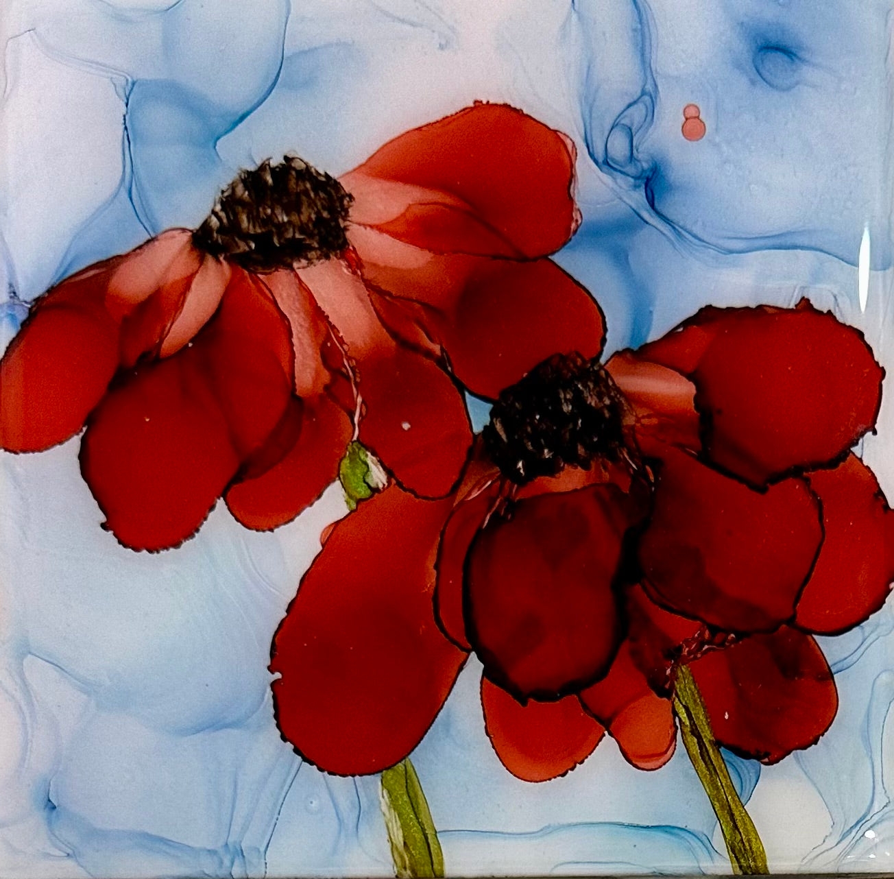 6 X 6 Coaster Red Blooms