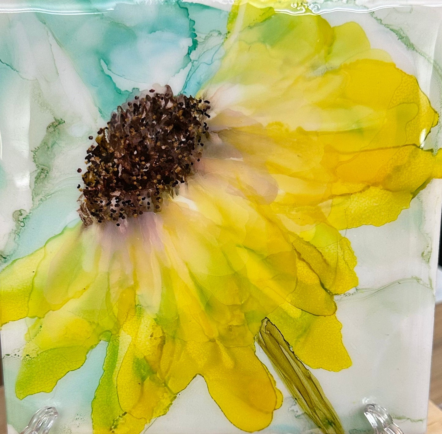 6 X 6 Coaster  Yellow Bloom