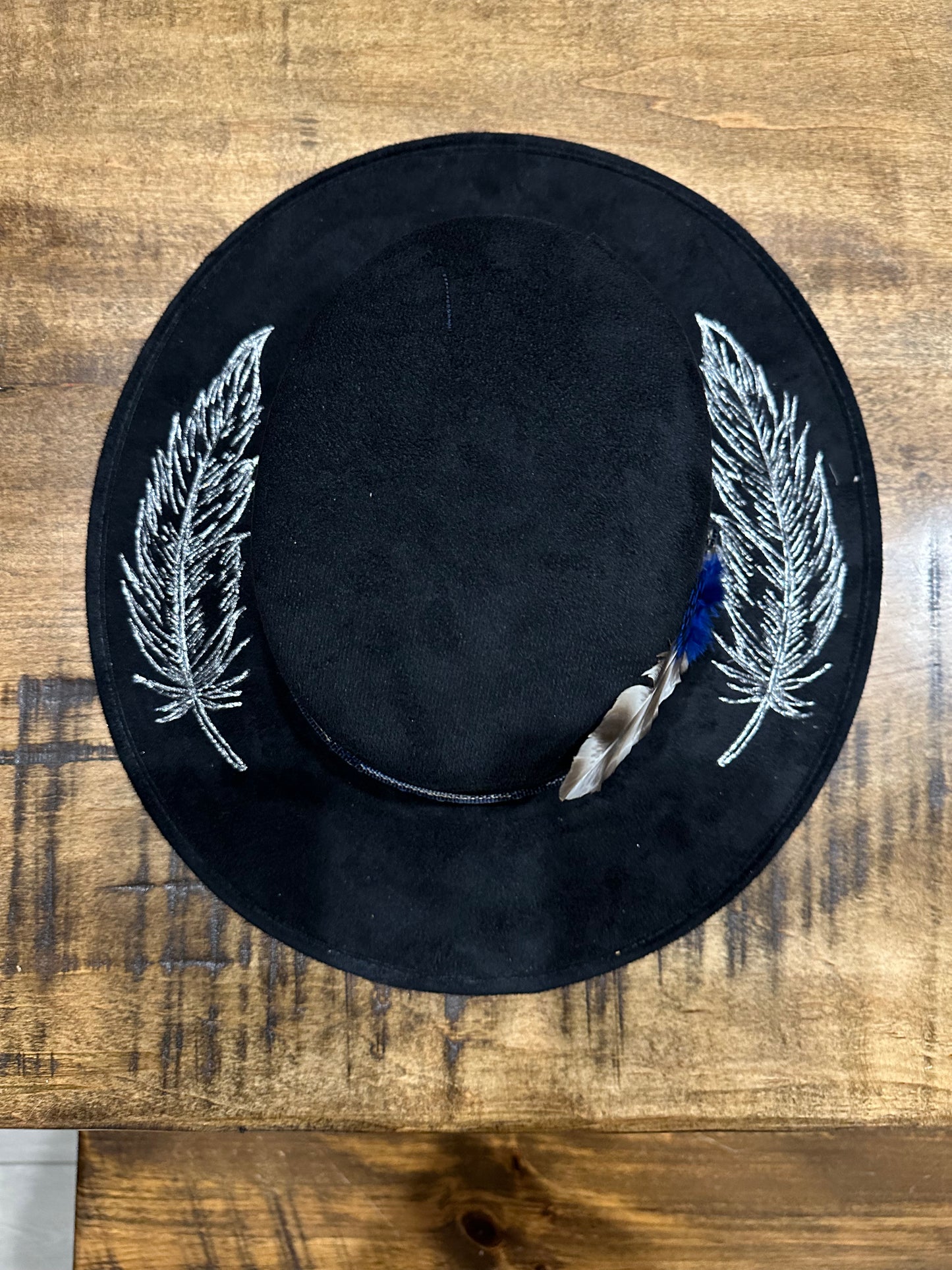 Black Silver Feathered Hat