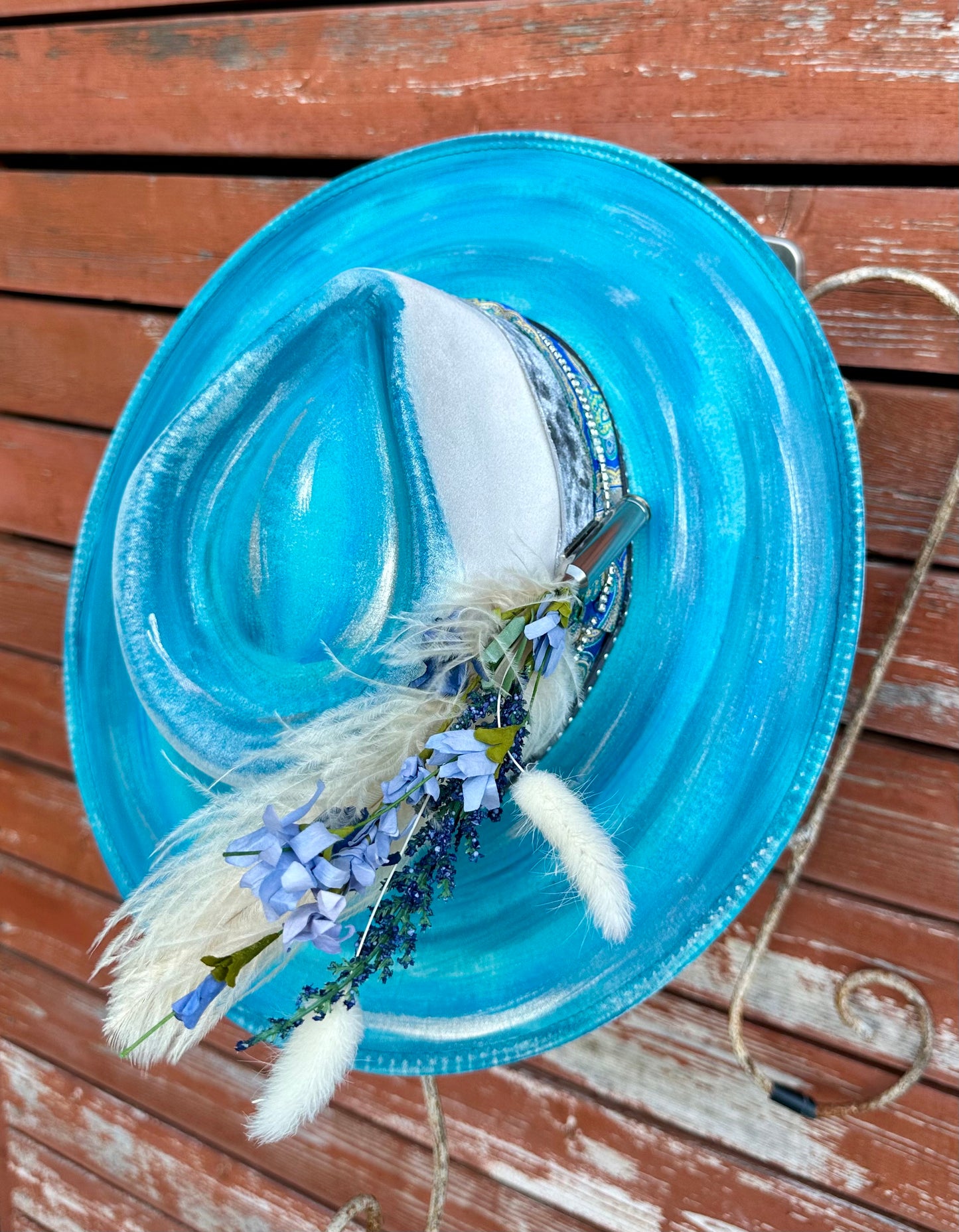 Hand painted Blue hat