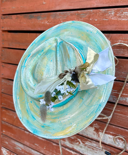 Hand painted wide brim hat